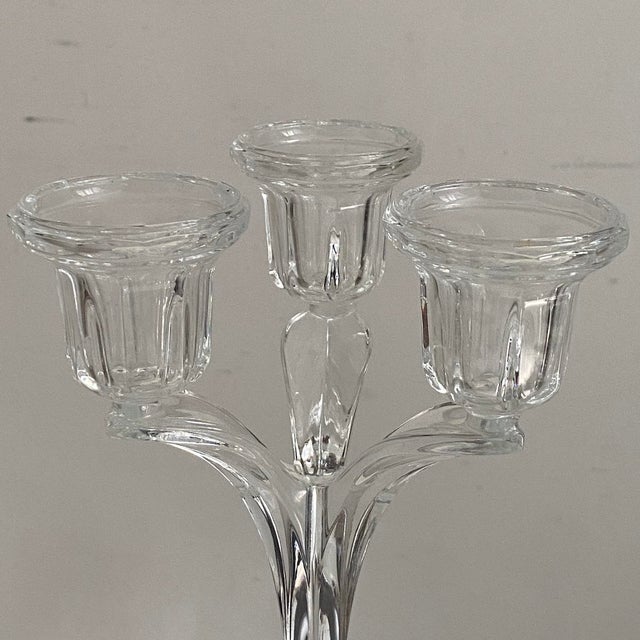 1970s Three-Branch Crystal Candlesticks from Arques, 1970s, Set of 2 For Sale - Image 5 of 11