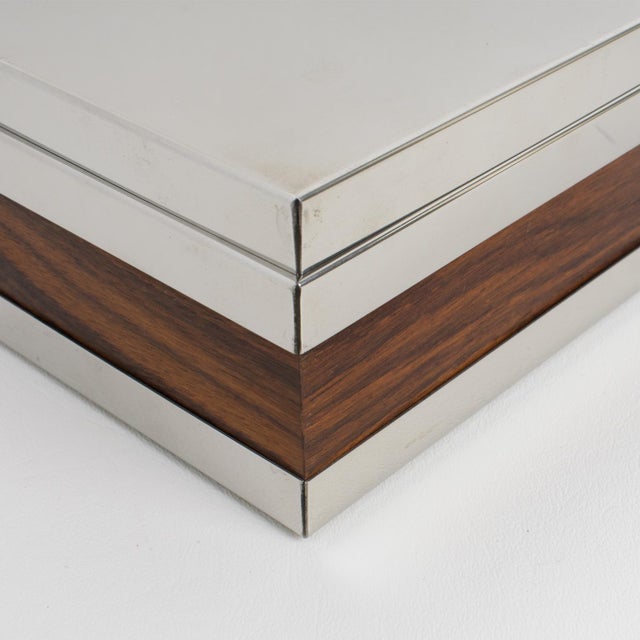 Silver Silver Plate and Wood Box with Agate Stone Slab Decor, circa 1980 For Sale - Image 8 of 9