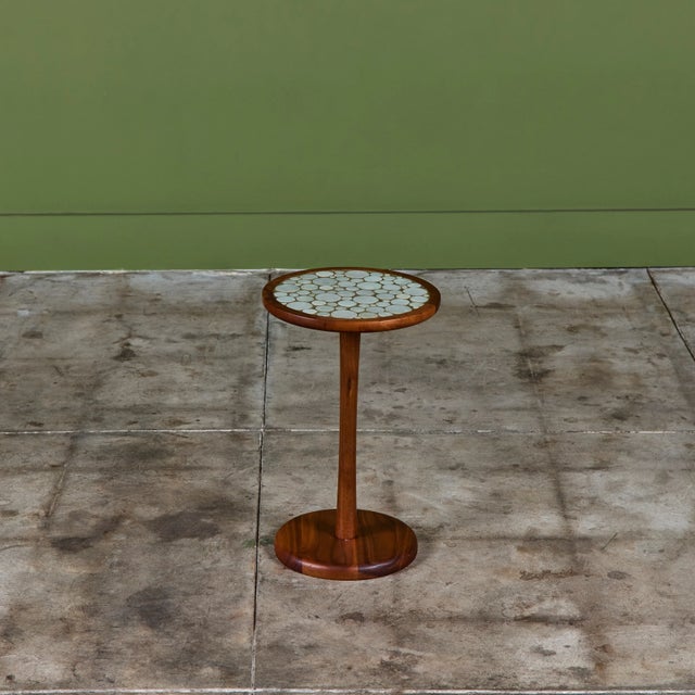 Wood Gordon & Jane Martz 18" Tall Mosaic Coin Tile Side Table For Sale - Image 7 of 14