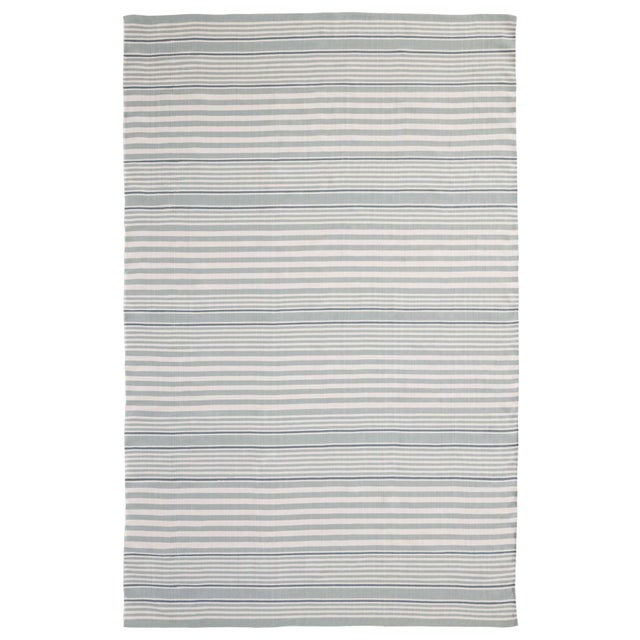Dash & Albert Dash & Albert by Annie Selke Rugby Stripe Light Blue Indoor/Outdoor Rug, 2'6" x 12' For Sale - Image 4 of 4