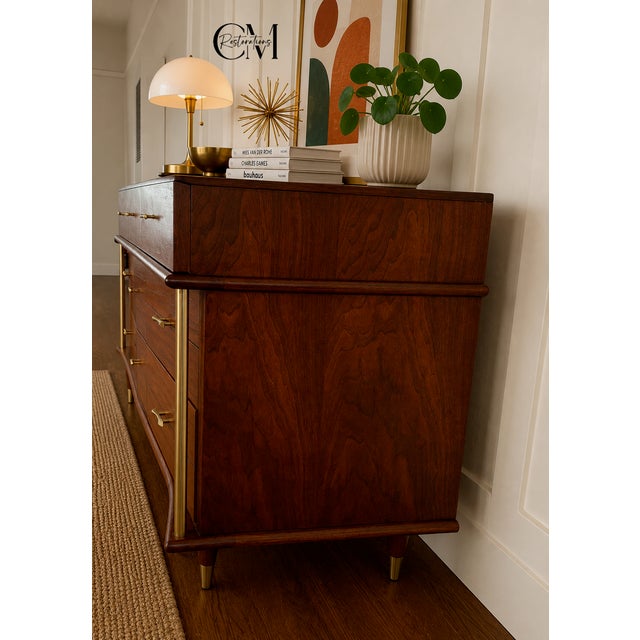 1950s Vintage Restored Mid Century Modern Mengel 9 Drawer Dresser For Sale - Image 5 of 7