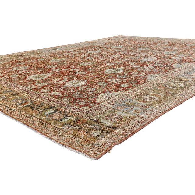 54150 Antique Persian Mahal Rug, 09'00 x 12'05. The Arcadian Reverie: An Antique Persian Mahal Masterpiece of Rustic Grace...