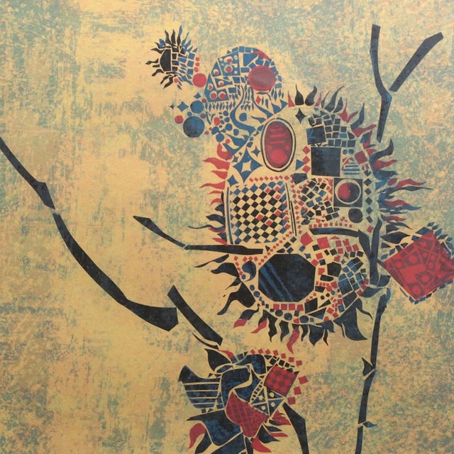 Hoi Lebadang Original Silk Screen Lithograph "La Branche" 1970s Framed & Signed For Sale - Image 4 of 14
