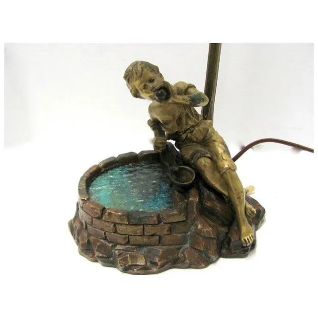 French French Bronze Lamp Boy At Well For Sale - Image 3 of 9