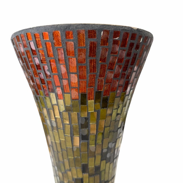 Vintage Mosaic Glass Trumpet Vase For Sale - Image 4 of 5