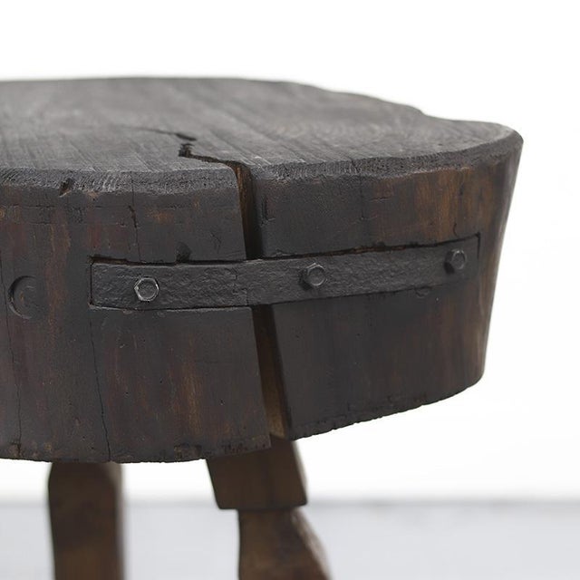Rustic Farmhouse Wabi Sabi Oak Chopping Block or Side Table For Sale - Image 4 of 12