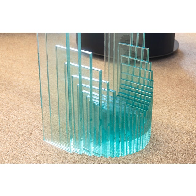 Italian Contemporary Modern Fiam Italian Stacked Glass Rectangular Console Table For Sale - Image 3 of 8