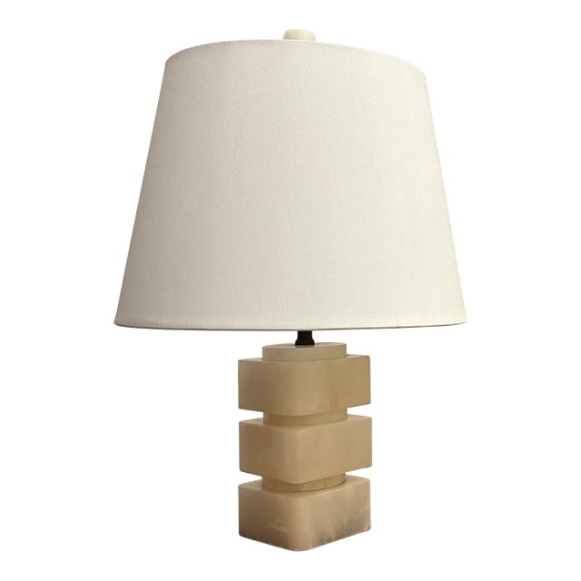 Small Vintage White Marble Lamp For Sale