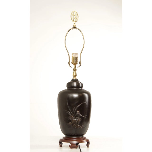 1990s Heyward House Chinoiserie Bronze Table Lamp For Sale - Image 4 of 13