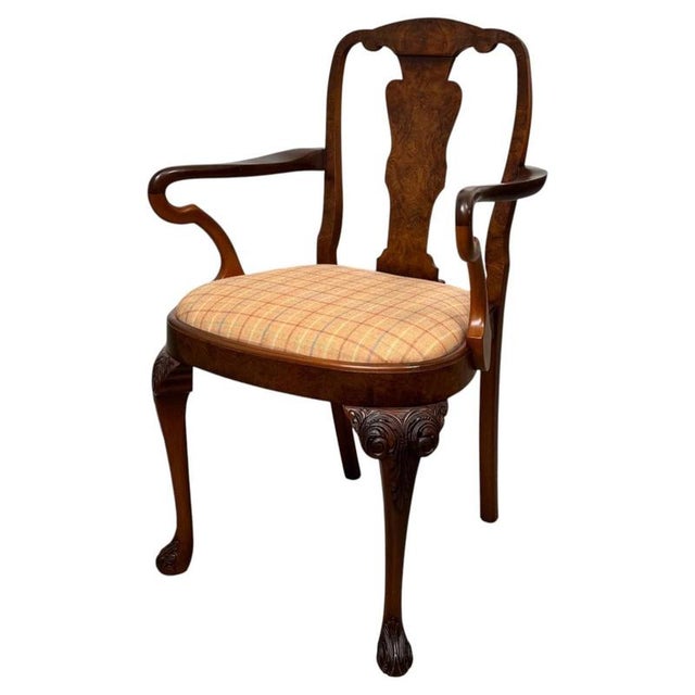Antique Burr Walnut and Upholstered Dining Chairs, Set of 8 For Sale - Image 4 of 6