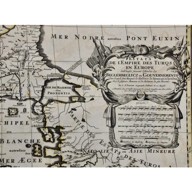This large hand-colored map entitled "Estats de L'Empire des Turqs en Europe, ou sont les Beglerbeglicz our Gouvernements"...