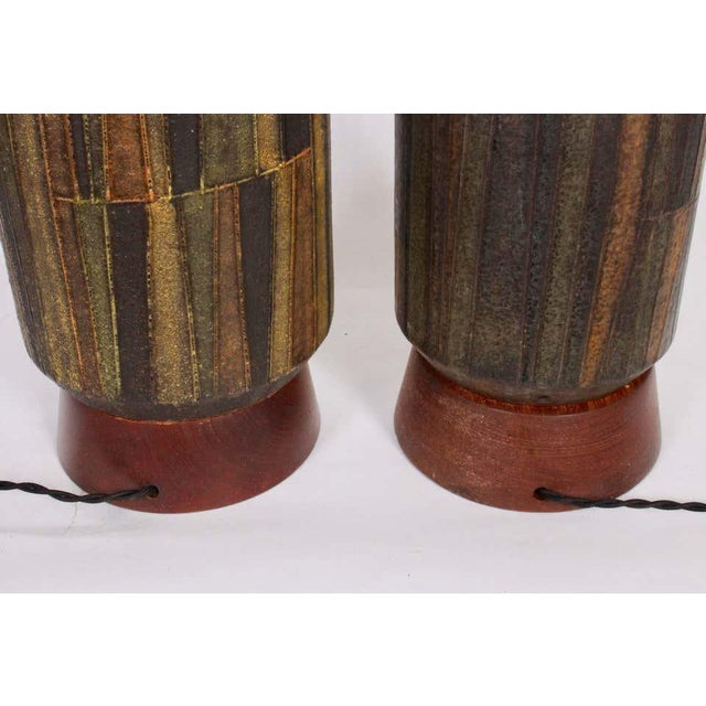 1950s 1959 Aldo Londi Bitossi 'Milano Moderna' Ceramic Lamps - a Pair For Sale - Image 5 of 7