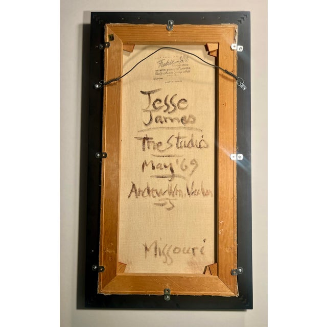1969 Oil on Canvas Painting by Andrew William Vachon "Jesse James, the Studio" For Sale In Los Angeles - Image 6 of 9