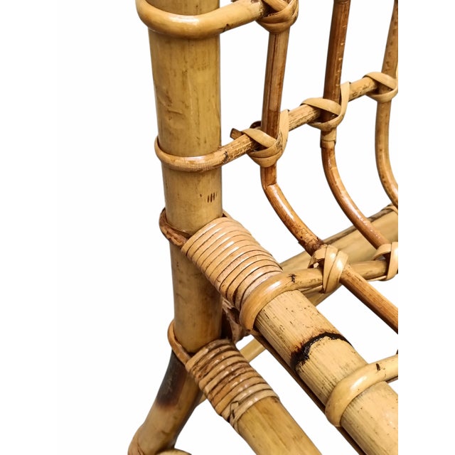 Brown Rattan and Bamboo Chair attributed to Tito Agnoli, Italy, 1960s For Sale - Image 8 of 11