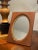 Mid-Century Modern Traditional Oval Walnut Wood & Gold Finish Table Top Mirror For Sale - Image 3 of 12