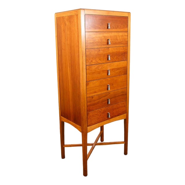 Mid Century Modern Lingerie Chest 7 Drawers Cherry Wood Baker Furniture MCM For Sale