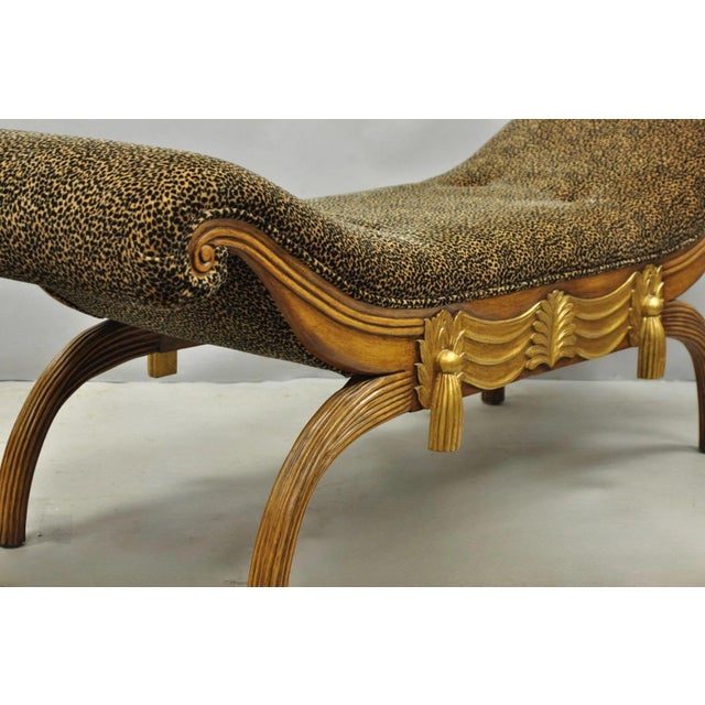 Vintage Italian Hollywood Regency Style Leopard Print Upholstered Window Bench For Sale - Image 10 of 11