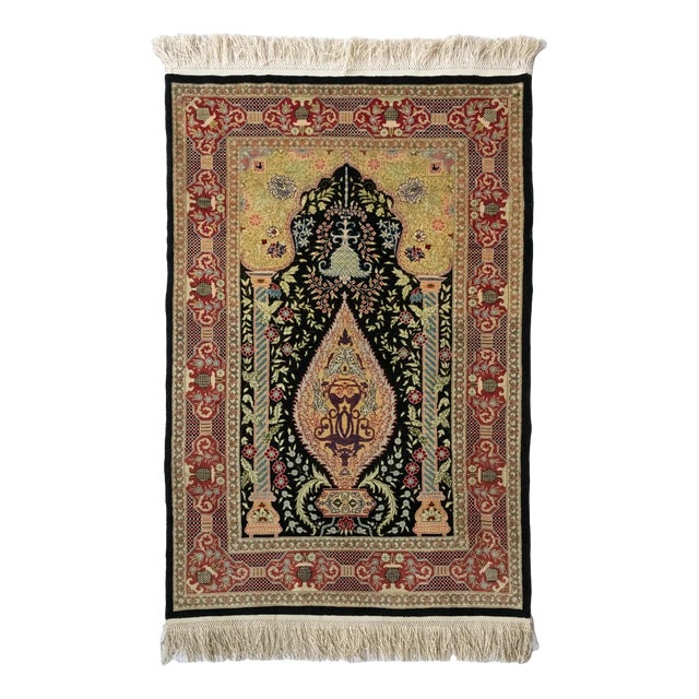 Small Turkish Hereke Rug in Pure Silk For Sale