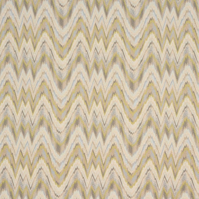2020s Schumacher Valkyrie Flame Stitch Fabric In Lemon Sage For Sale - Image 5 of 5
