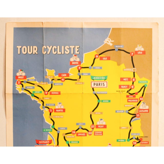 Mid-Century Modern 1954 Original French Bicycle Poster, Tour Cycliste, Super Limonade (Tour De France) For Sale - Image 3 of 5