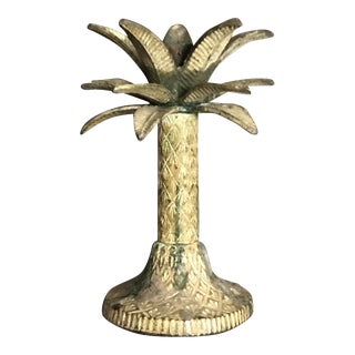 Vintage Mid 20th Century Brass Palm Tree Candle Holder For Sale