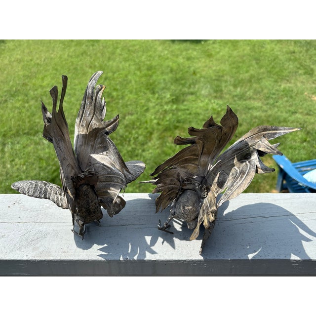 Fighting Cocks - A Pair of Highly-Detailed Mid-20th C. Silver Metal Roosters For Sale - Image 4 of 9