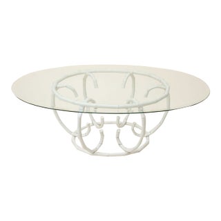 Vintage Mid Century Faux Bamboo Metal Coffee Cocktail Table For Sale