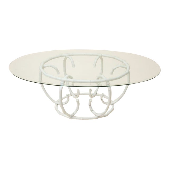Vintage Mid Century Faux Bamboo Metal Coffee Cocktail Table For Sale