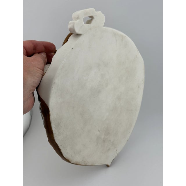 19th Century Majolica Leaf Wall Pocket – Pink Blossoms & Branch Handles – Relief Molded Continental Pottery, George Jones Style For Sale - Image 12 of 16