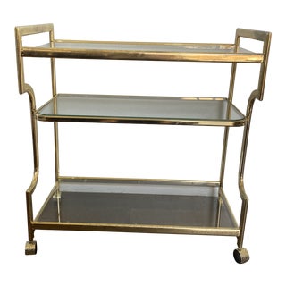 1970s Milo Baughman Style Bar Cart For Sale