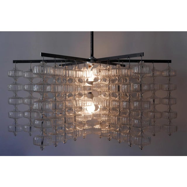 Large Mid-Century German Glass and Steel Chandelier by Aloys Ferdinand Gangkofner, 1960s For Sale - Image 9 of 18