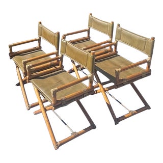 1960s Mid Century McGuire Director’s X Chairs, a Set of 4 For Sale