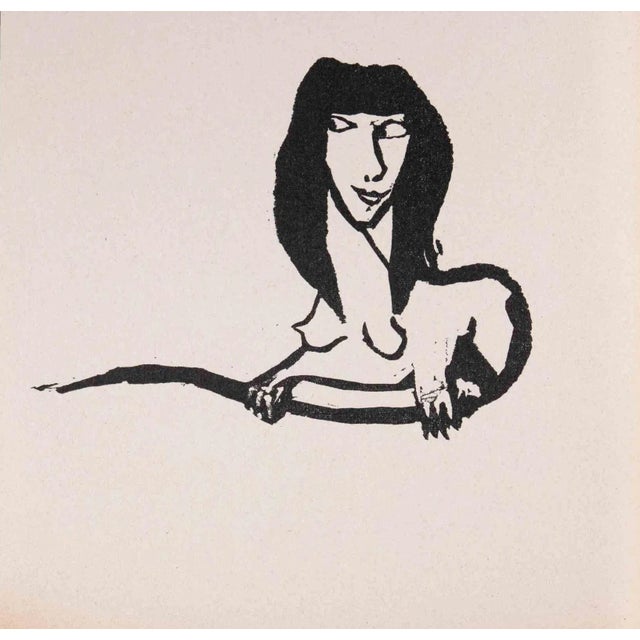 Mino Maccari, Sphinx, Original Linocut, 1951 For Sale