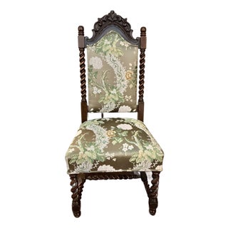 Early 19th Century Victorian Walnut Barley Twist Chair Prie Dieu Parlor Dining For Sale