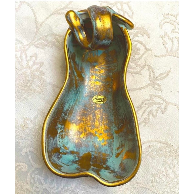 Beautiful Vintage MCM Stangle Pottery Pear with 22k Gold Paint, original Sticker. Truly one of a kind!