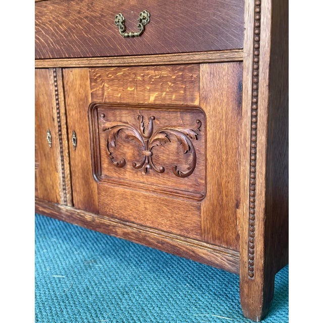 Late 19th Century Late 19th Century Victorian Tiger Oak Sideboard / Buffet For Sale - Image 5 of 12
