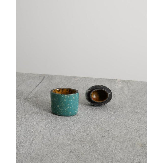 Swedish Mid-Century Turquoise Ceramic Box by Hans Hedberg, 1940s For Sale - Image 4 of 7