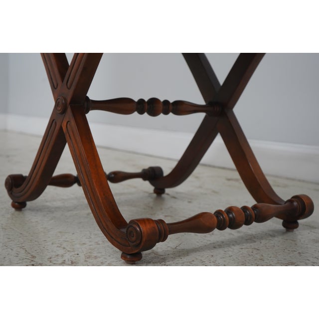 Wood Pair Regency Style X Design Mahogany Benches For Sale - Image 7 of 13