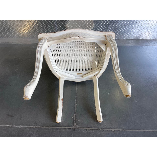 Vintage Italian Louis XV Style Double Cane Dining Chairs, Set of 4, Distressed White Finish For Sale - Image 12 of 13