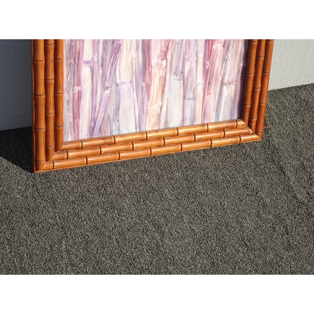 Vintage Bamboo Frame Abstract Watercolor Picture by Susan Wood For Sale - Image 10 of 13
