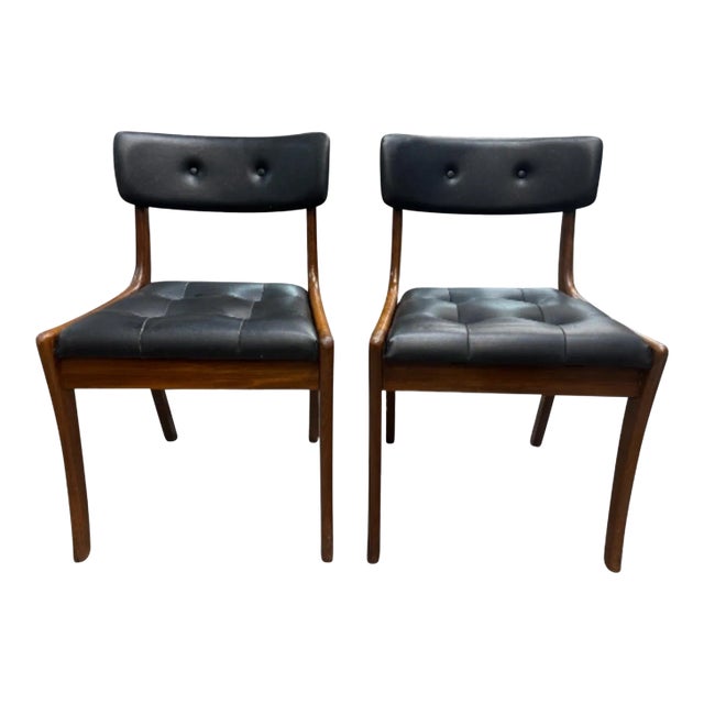 Mid Century Danish Tufted Leather Chairs- a Pair For Sale