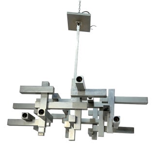 Geometric Metric 18-Light Chandelier by Gaetano Sciolari, 1970 For Sale