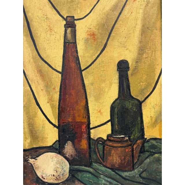 1950s Mid-Century Modern Still Life With Bottle - Signed For Sale - Image 4 of 8