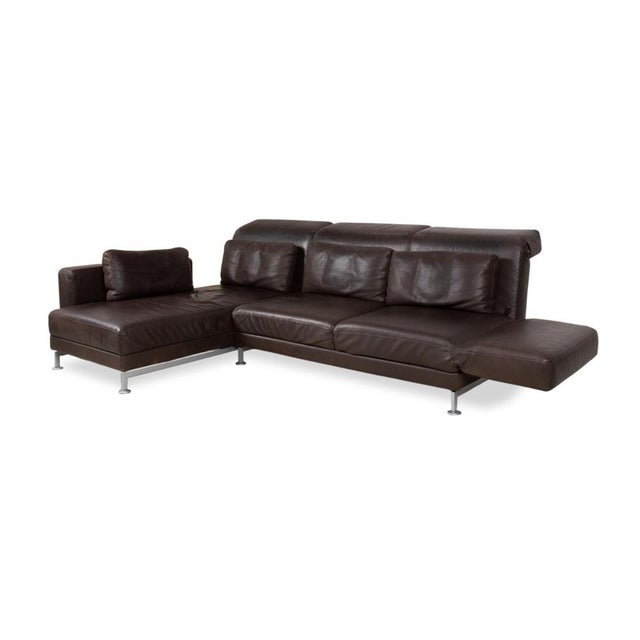 Modern Moule Leather Corner Sofa in Brown Chrome with Manual Function from Brühl For Sale - Image 3 of 18