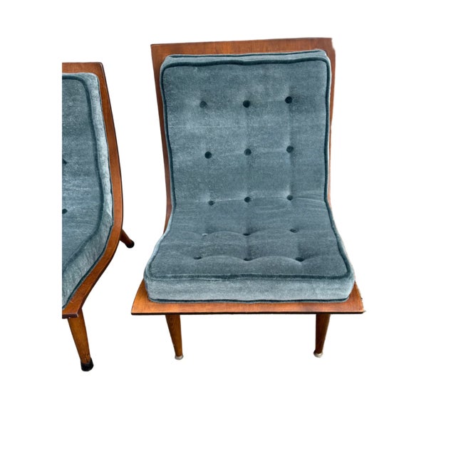 Mid Century Modern Bentwood Scoop Chairs Attributed to Carter Brothers Newly Reupholstered Mohair - Set of 2 For Sale - Image 9 of 11