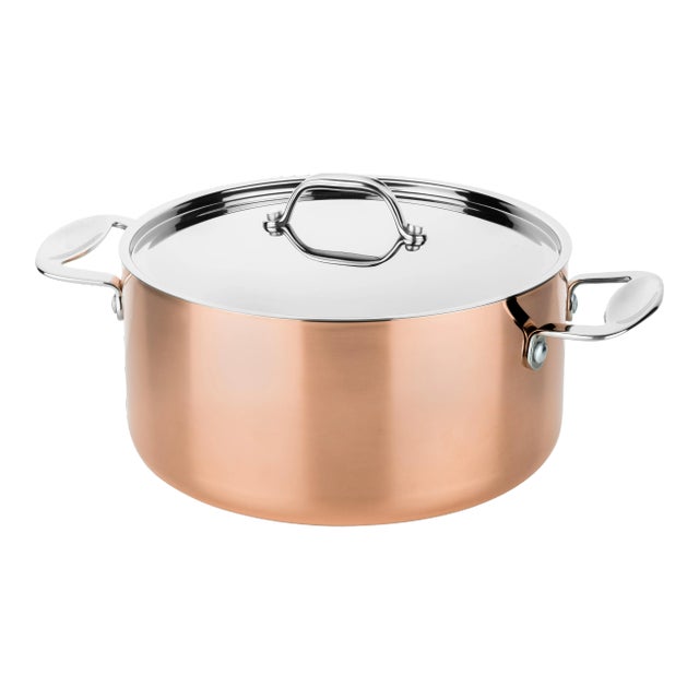 Mepra Toscana 18/10 Stainless Steel and Copper Finish 8" Casserole Pan With Handles For Sale