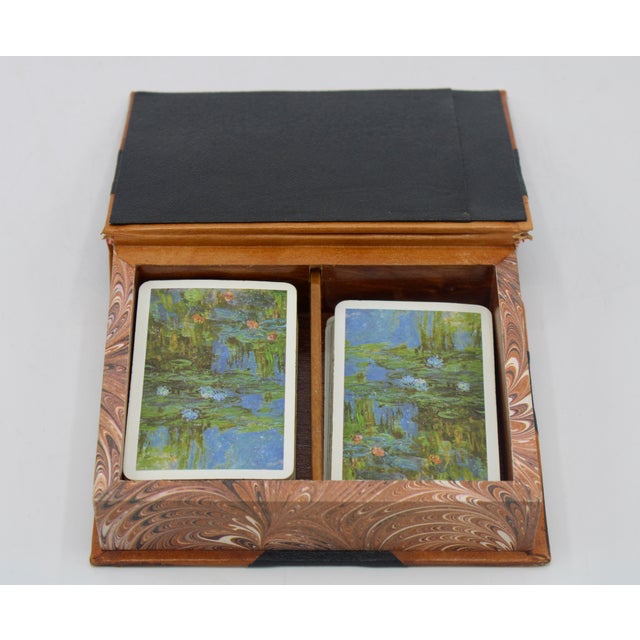 1940s Vintage Leather Card Book Box For Sale - Image 9 of 12