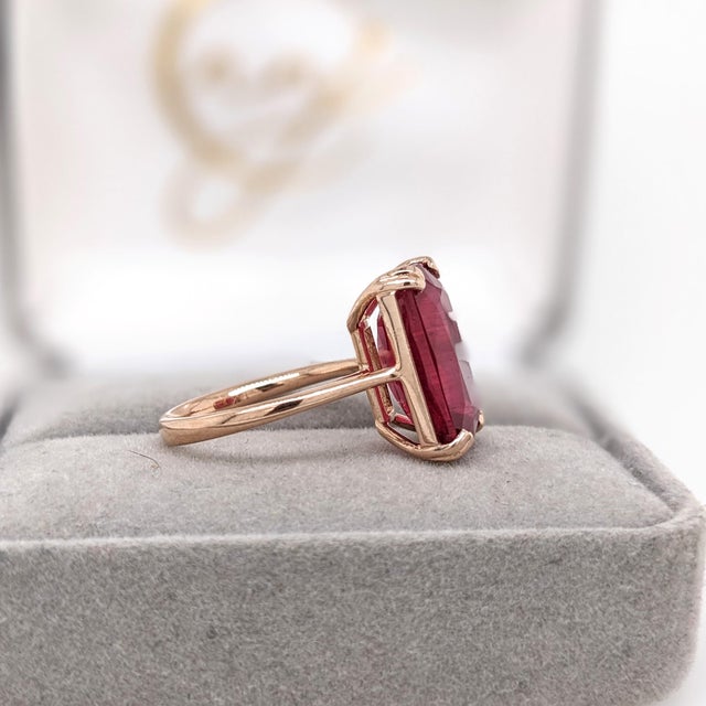 4.8ct Madagascar Ruby Solitaire Ring: Solid 14k Yellow Gold, Emerald Cut, Size 6.75 For Sale - Image 11 of 12