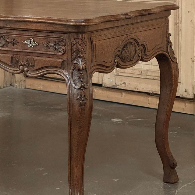 Wood Antique Country French Liégeoise White Oak Writing Desk For Sale - Image 7 of 18