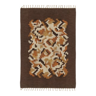 Vintage Swedish Kilim "Korall Brun" by Erik Lundberg in Earthy Hues - Rug & Kilim For Sale